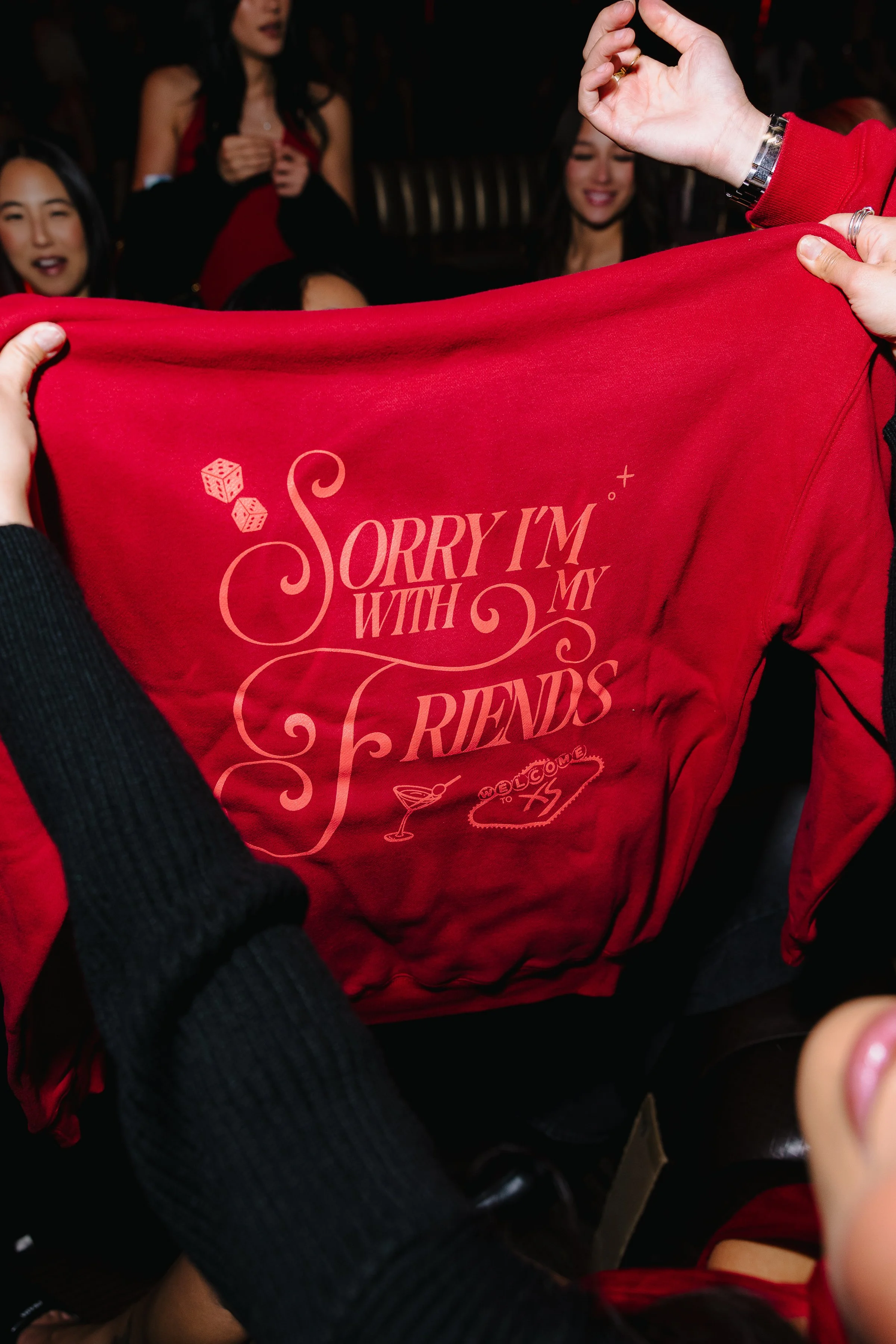 Sorry im With my Friends red XS Hoodie.