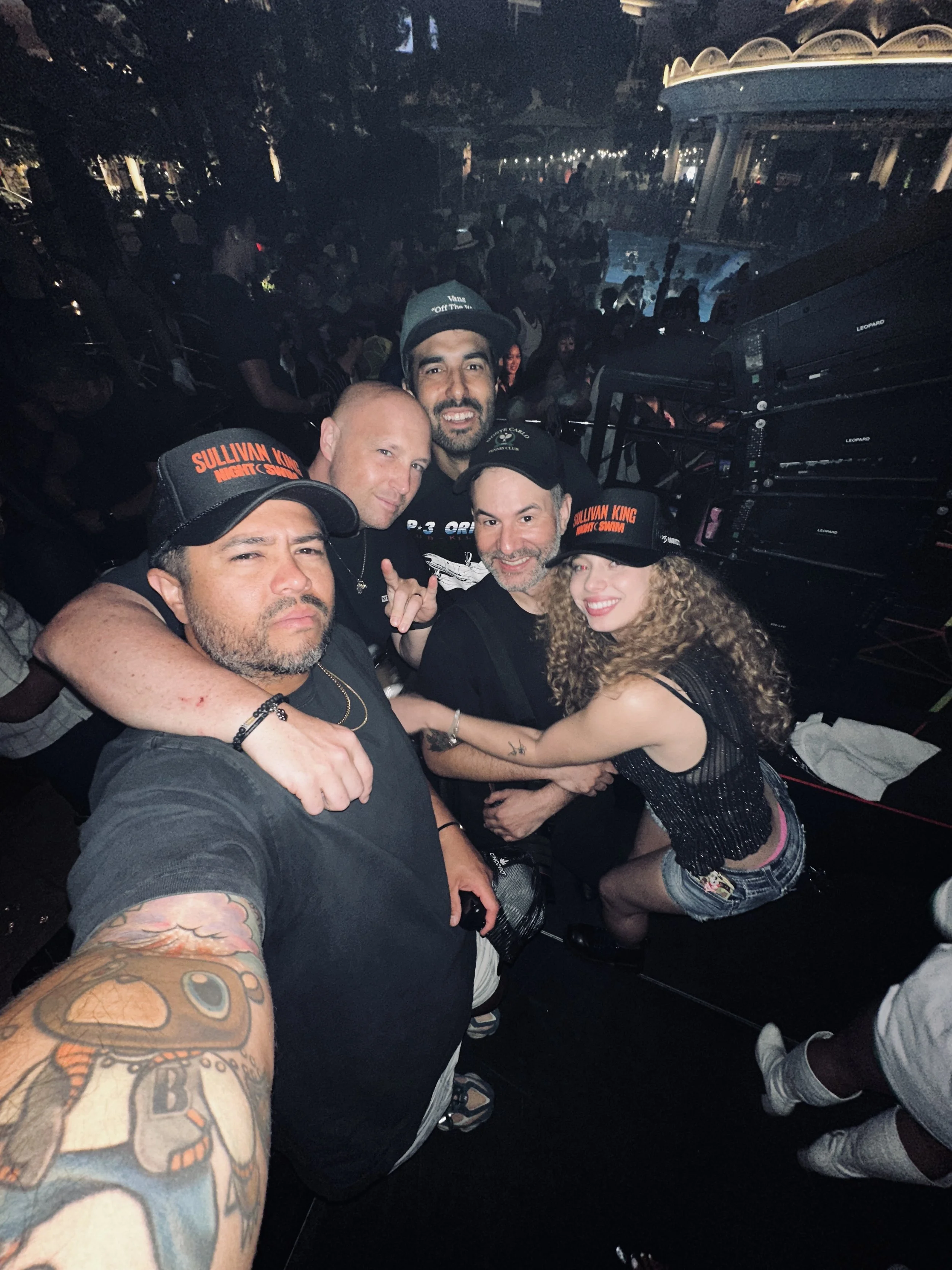 Emilio moebryan Gonzales with coworkers at XS Sunday Mainstage.