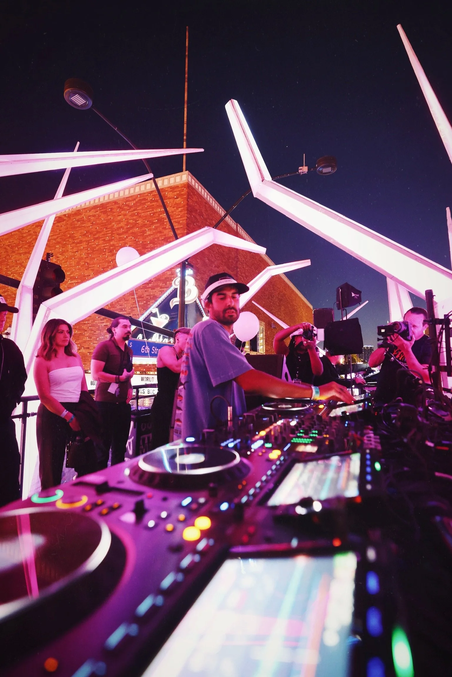 High-resolution portrait of a headline DJ performing at a Wynn Nightlife event, capturing the raw energy and intimacy of the Feed The Block artist residency. @dmahoneyphoto