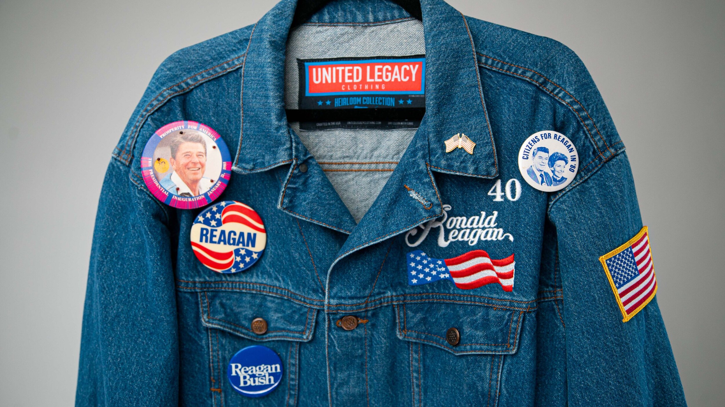 United Legacy Clothing Ronald Reagan Campaign Jean Jacket buttons