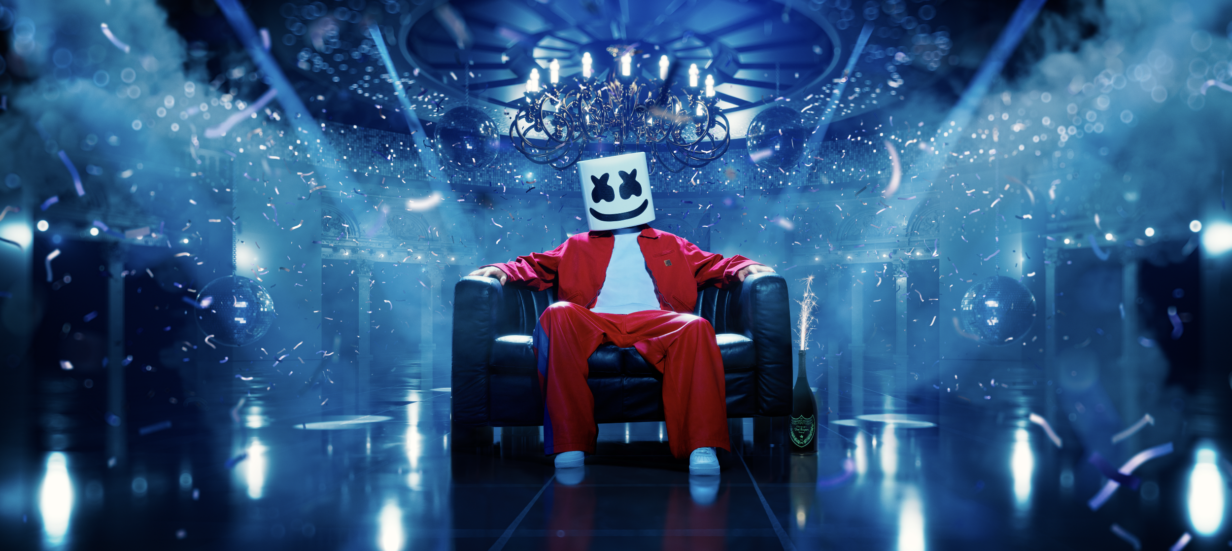 marshmello sitting in a chair inside XS Las Vegas