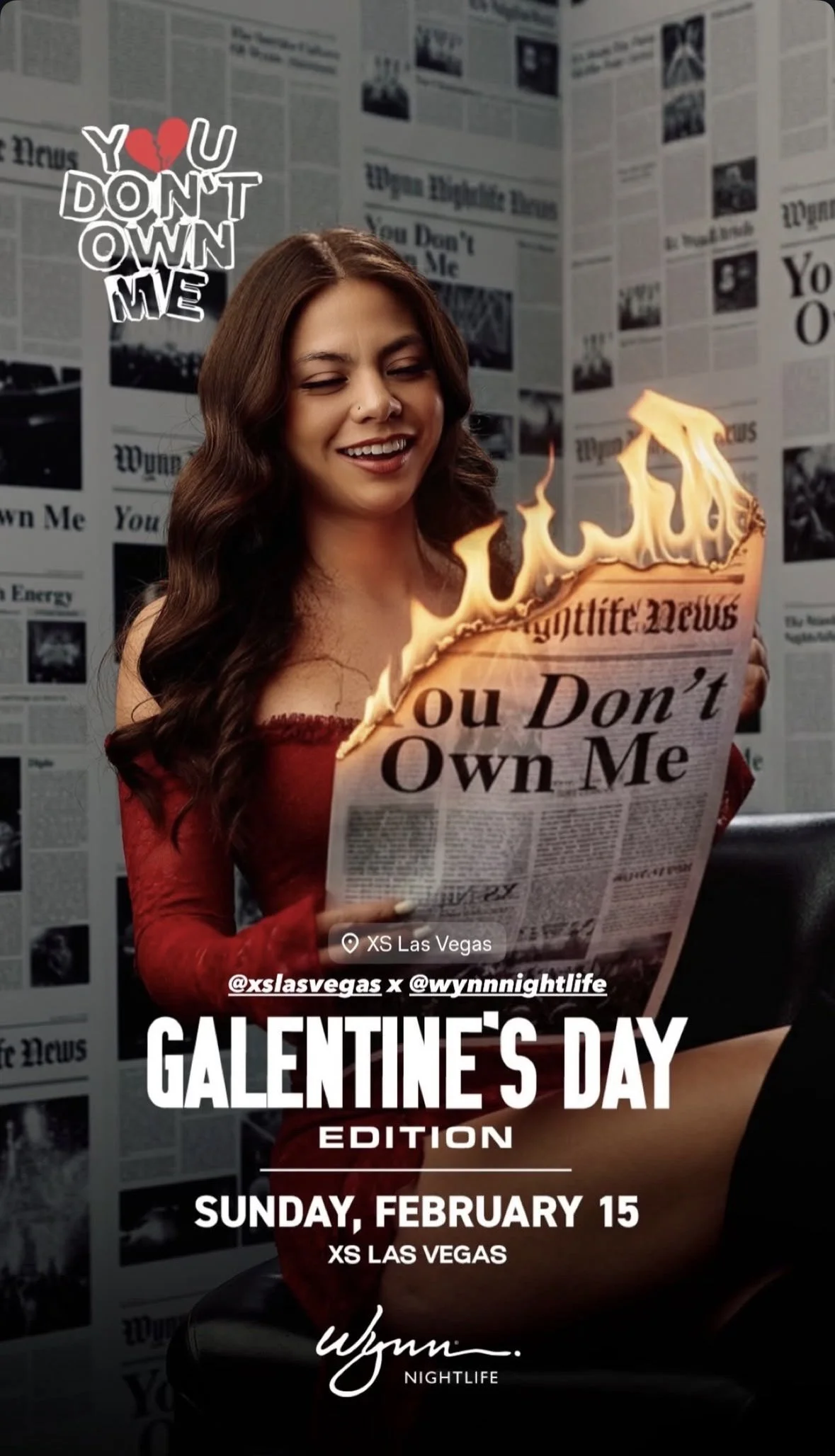 You Dont Own Me XS Las Vegas news paper on fire