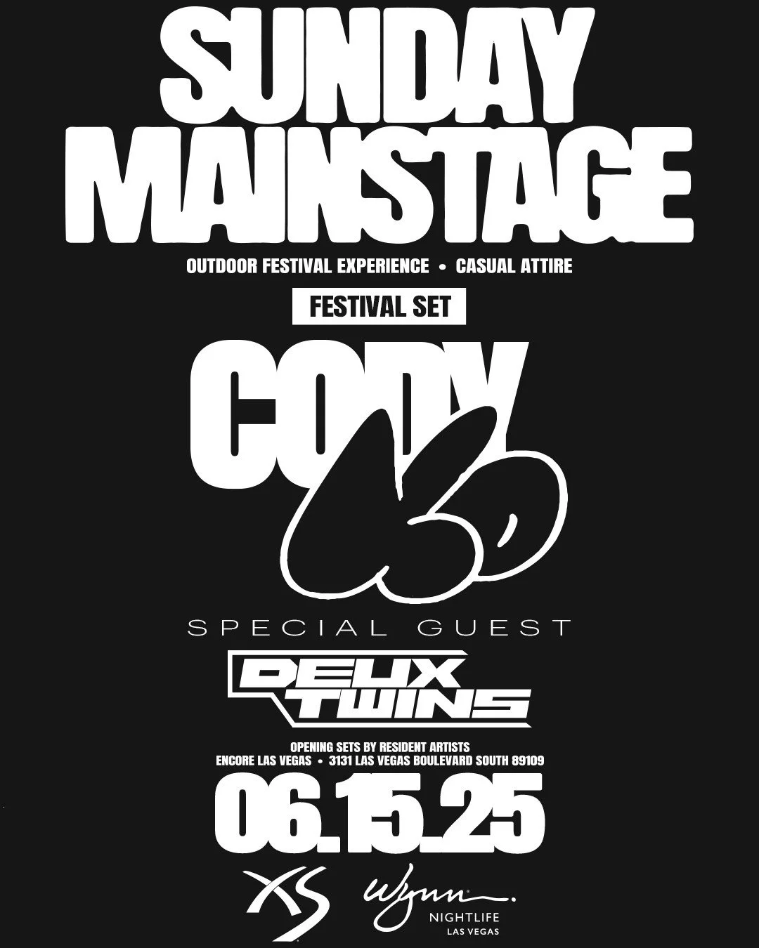 Codyko Festival Set at Sunday Mainstage 2025 at XS Las vegas flyer. Wynn Nightlife Las Vegas