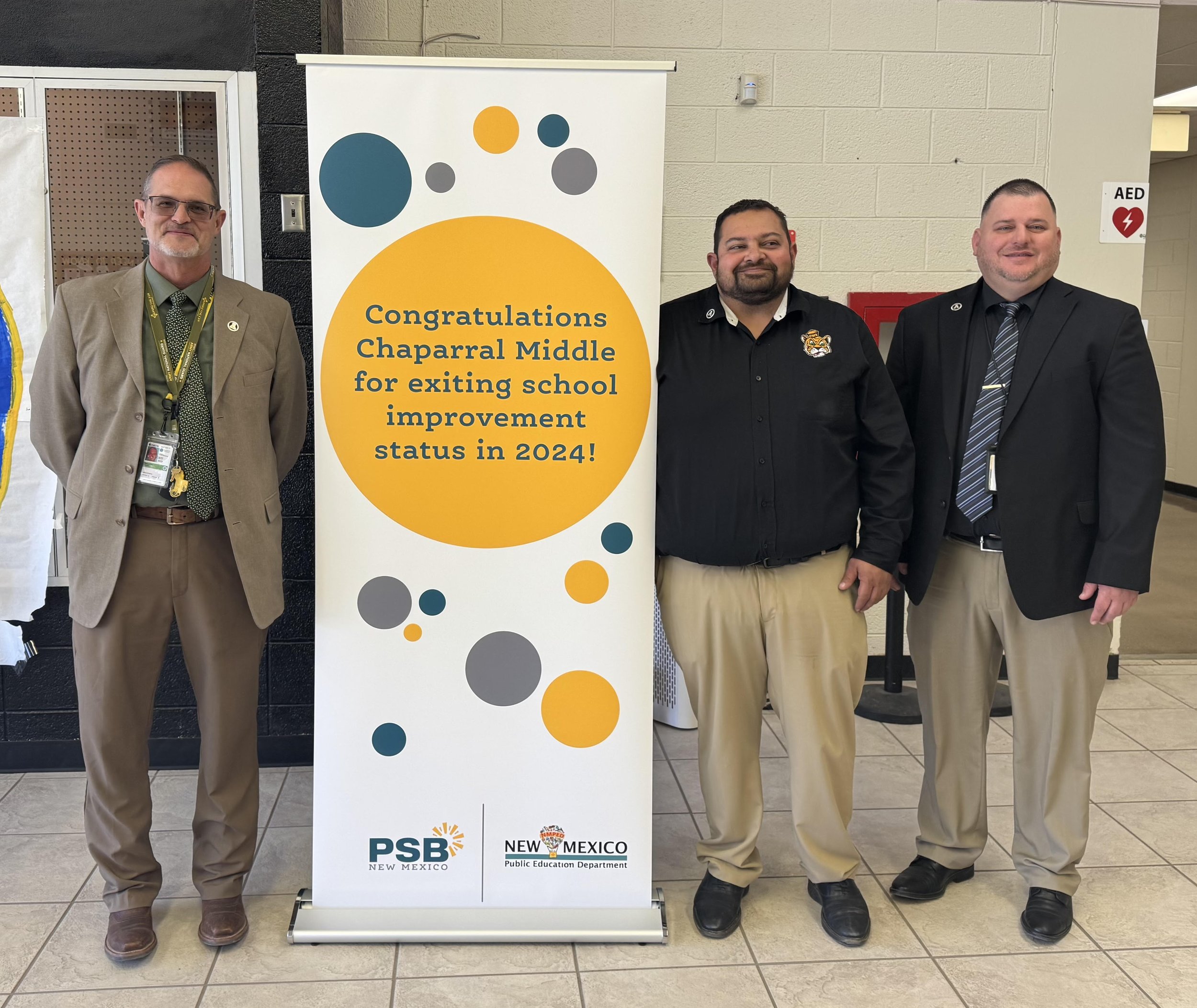 Chaparral Middle School: Superintendent, Michael Crabtree; Deputy Superintendent, Steve Starkovich, Principal, Miguel “RJ” Baca