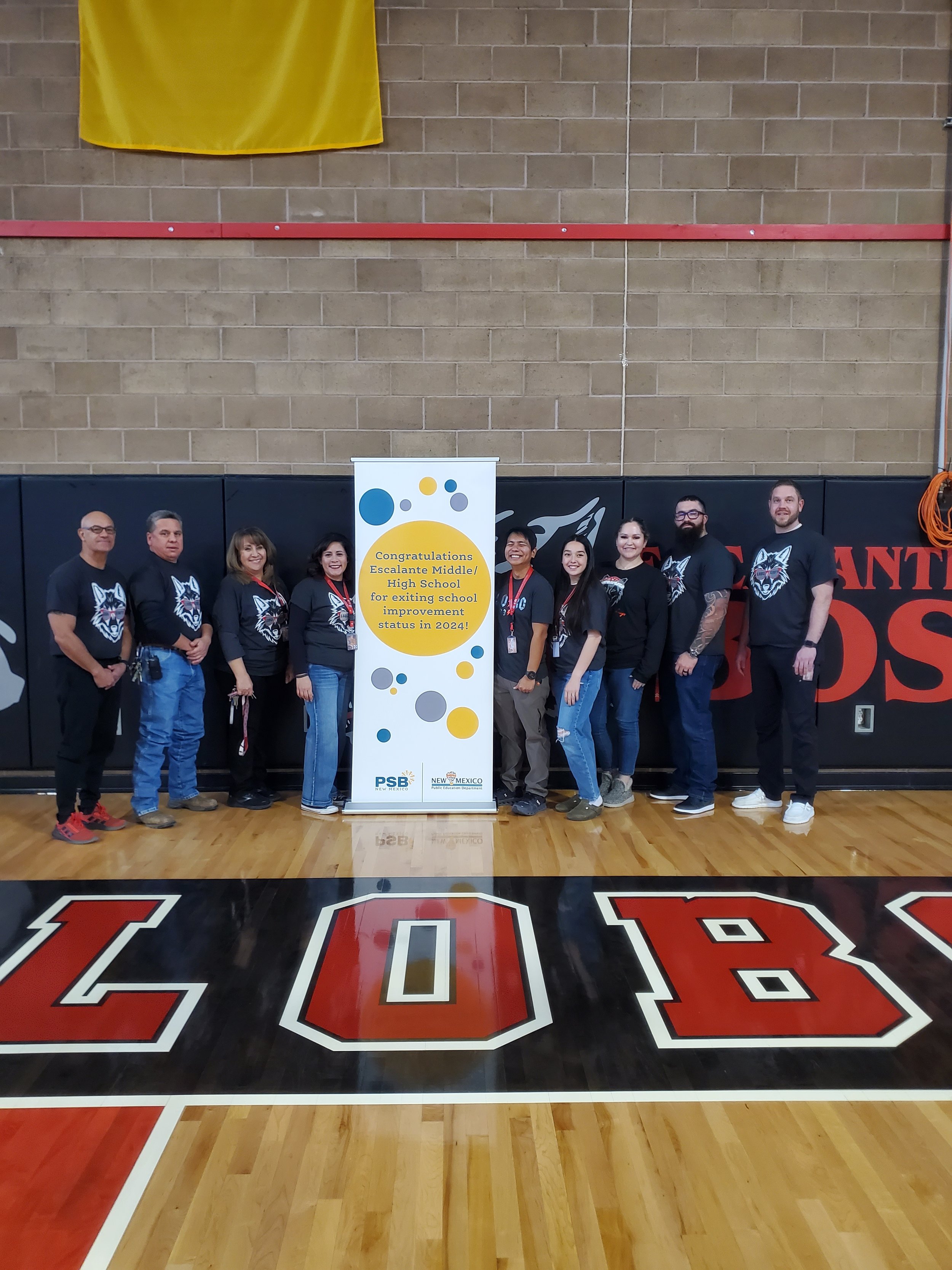 Escalante Middle/High School: Isaac Royston, Community Liaison; Orlando Cordova, SRO; Anna Atencio, Counselor; Lea Leyba, Principal; Richard Amora, Teacher; Valerie Valdez, Teacher; Cadie Carrillo, Test Coordinator; Carlos Casados, Teacher; Andrew Sa