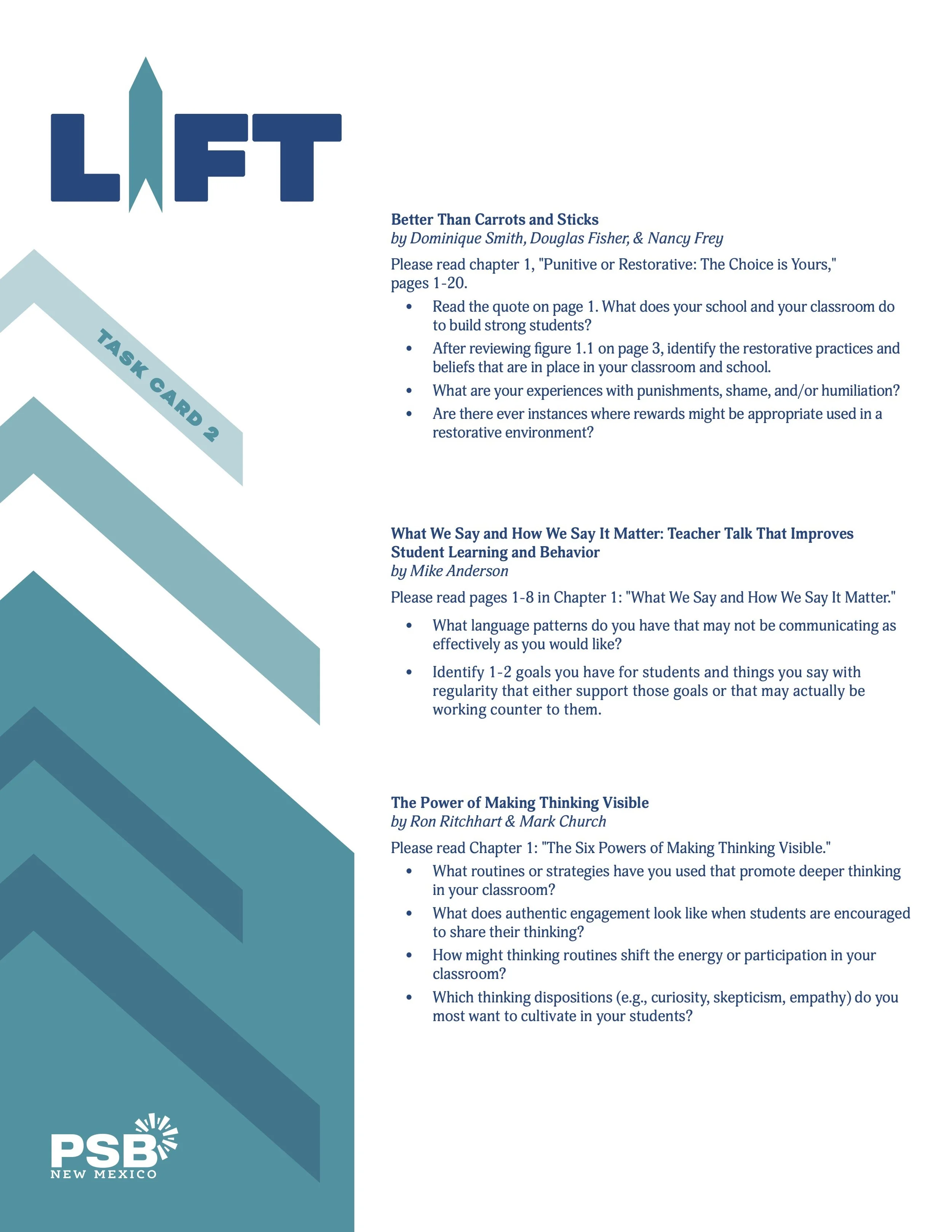 Psb Support LIFT Task Cards — PSB NM Support