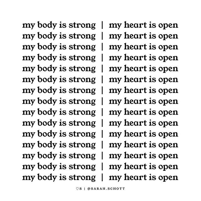 mantra on repeat lately
.
✨✨✨
✨✨
✨

inhale: my body is strong.
exhale: my heart is open
.
✨
✨✨
✨✨✨
.
repeat these words silently (or even out loud) to yourself as you breathe. let them fill you up. let them sink in. let them nourish and comfort you, 
