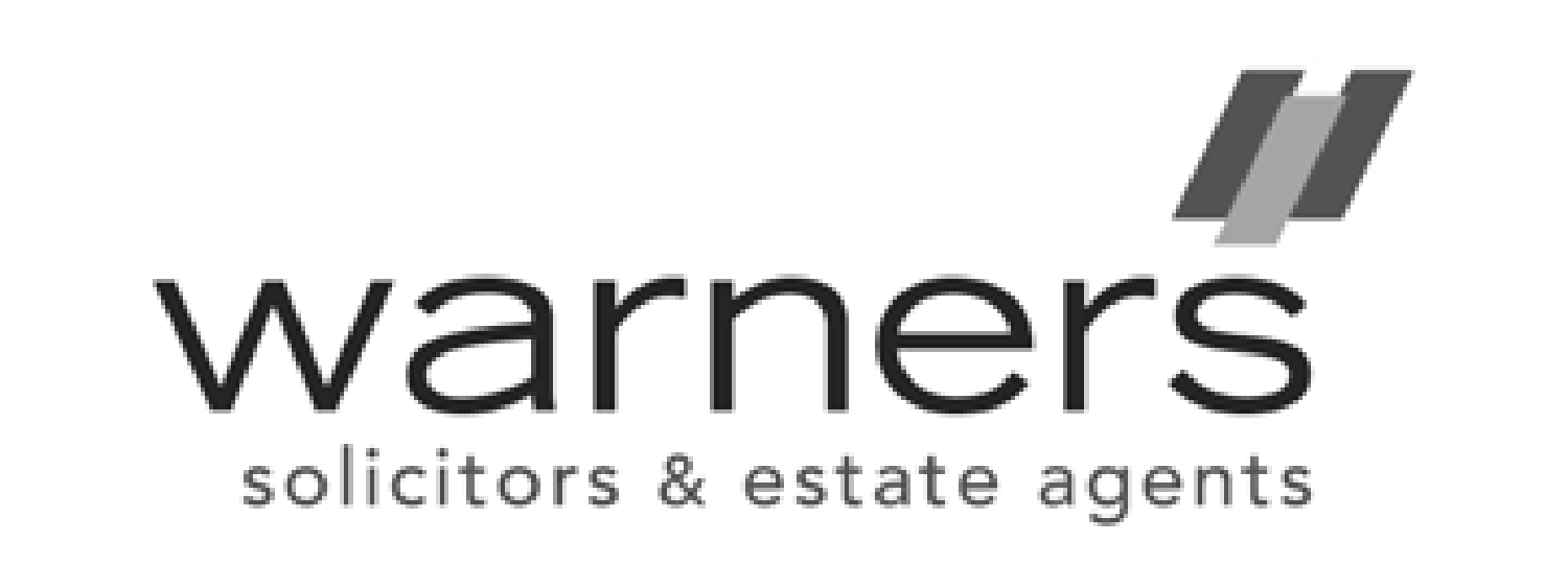 Warrens solicitors and estate agents logo with black text and a stylized grey and black graphic above the text.
