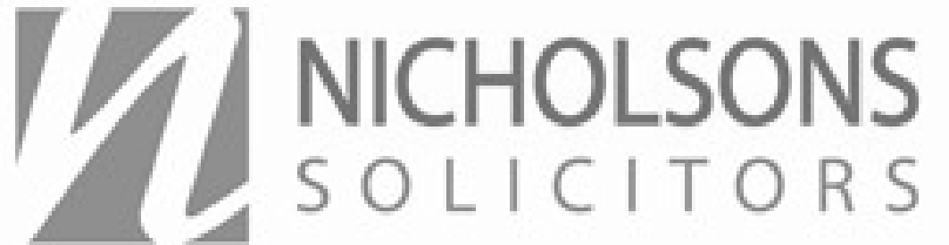 Nicholson Solicitors logo in gray and white.