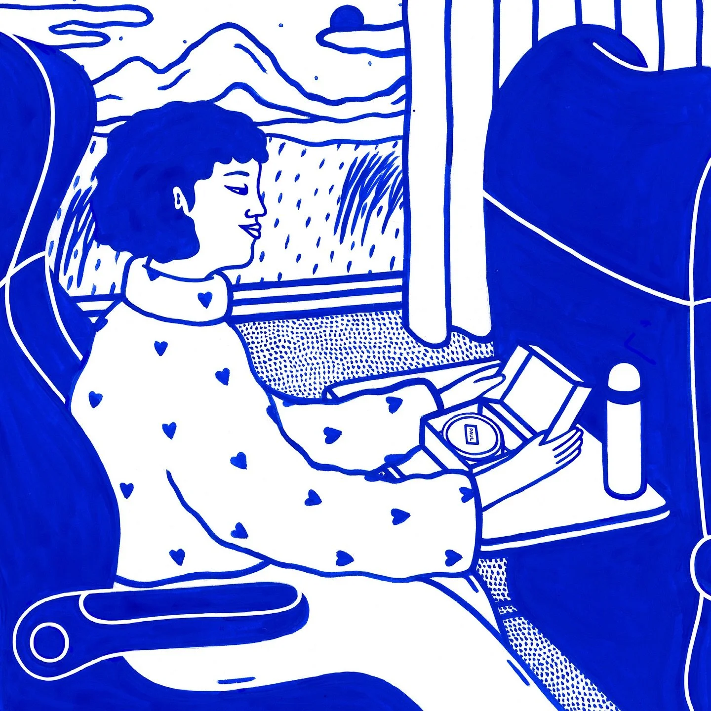 LEMON PIE

One of my travel rituals is to pick up a pastry from a good bakery before boarding the train. There&rsquo;s something so cozy in savoring something sweet with the mesmerizing moving landscape as a backdrop. 

This drawing was created for m