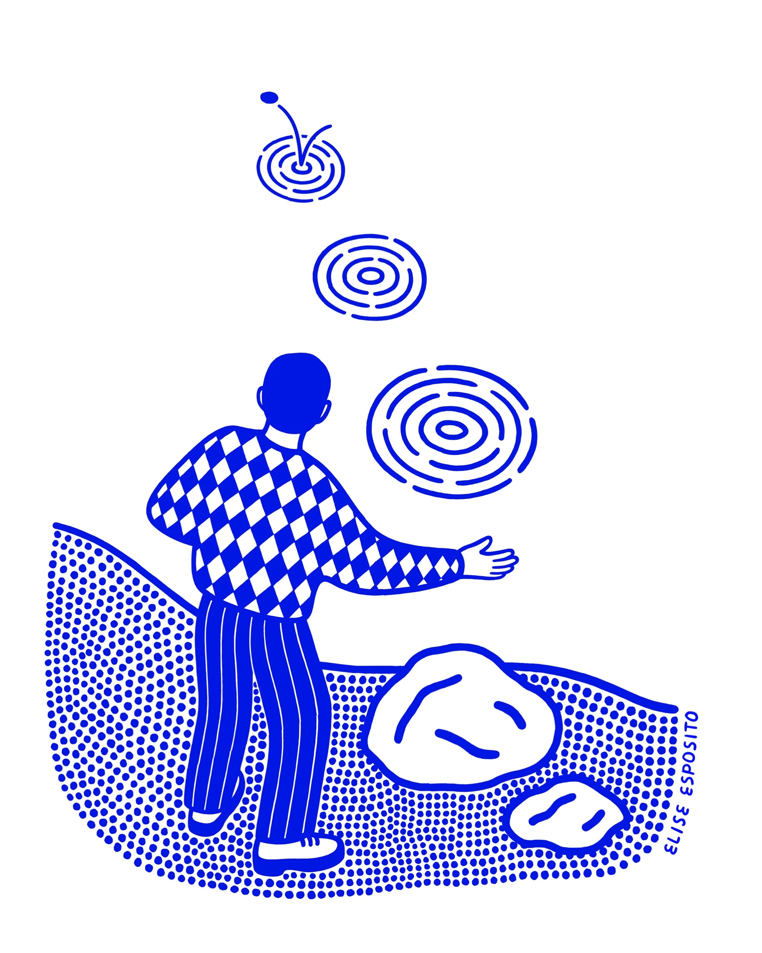 THE STONE SKIPPER &mdash; 2025

illustration commissioned by @we_are_olow 
#art #blueart #drawing #illustration #artwork