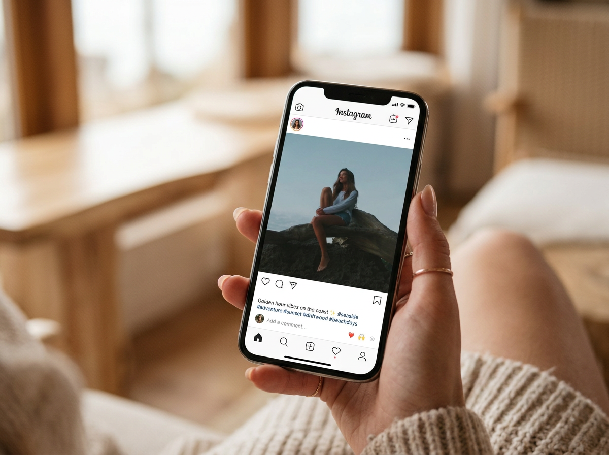 Smartphone displaying a vertical social media video created from a larger brand film production.