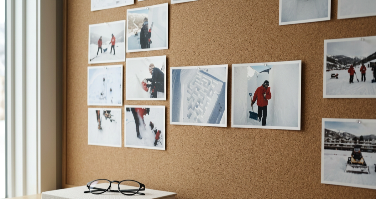 Product-development mood board with campaign photography and creative references.