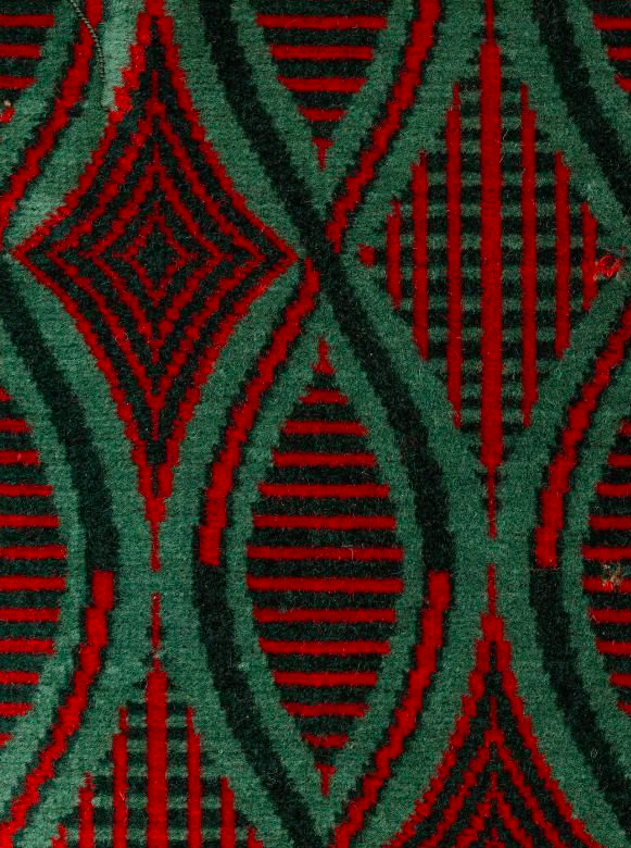  Moquette sample; 'Shield' design, by Enid Marx, as used on the refurbished 1938-tube stock, circa 1948 