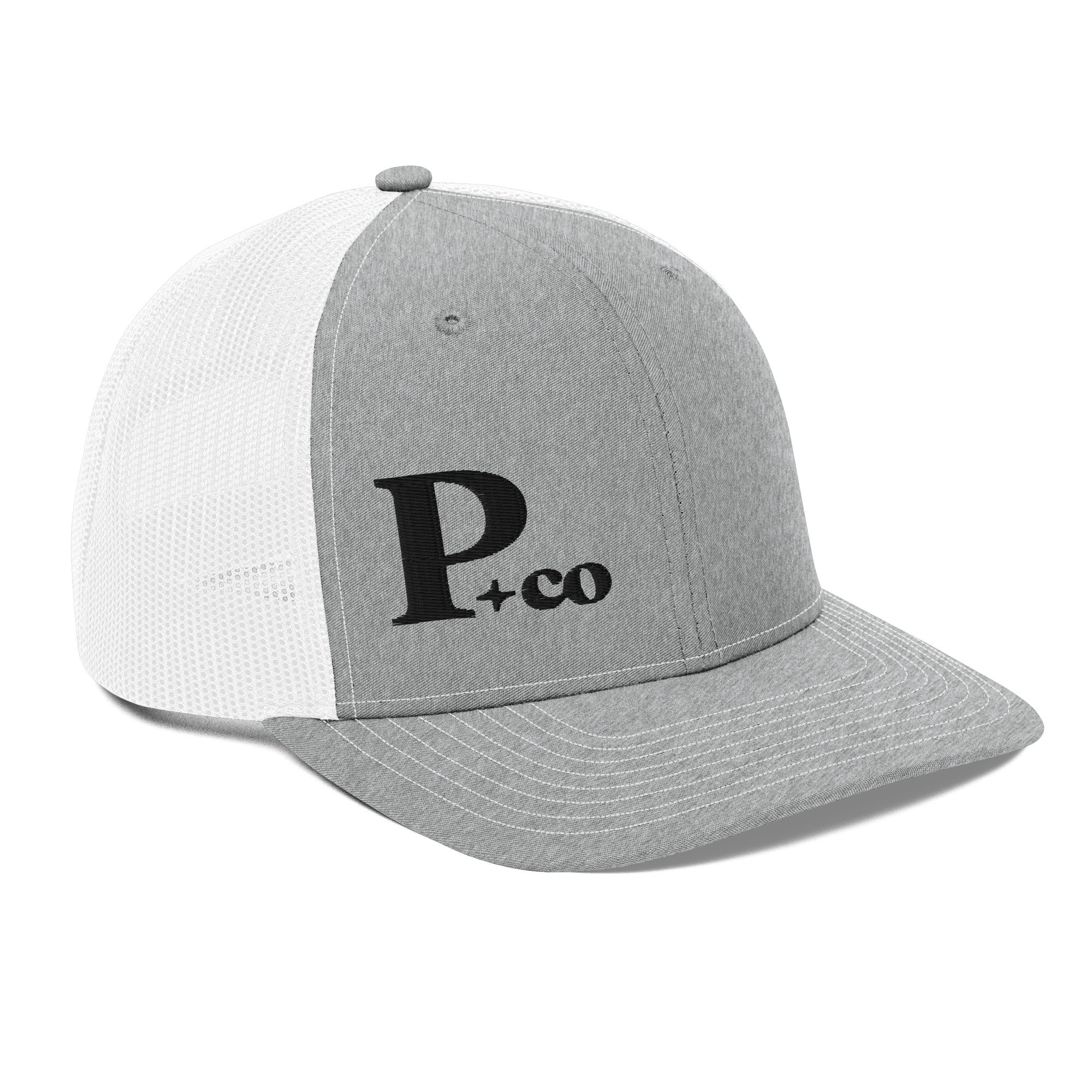 P + Co. Emblem Trucker Hat - Black Embroidery