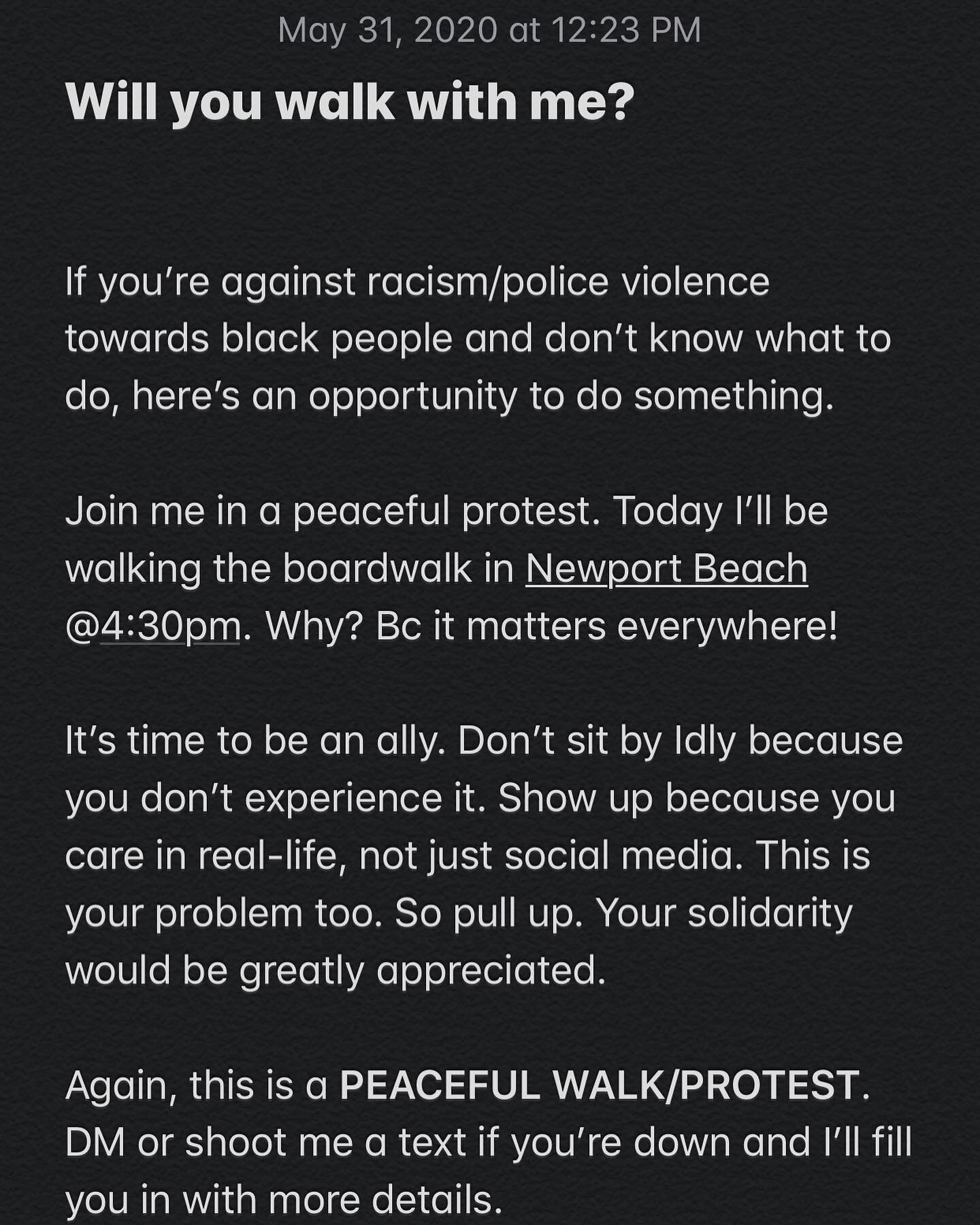 If you feel something, do something. Don&rsquo;t stay silent. We need you.

#justiceforgeorgefloyd #justiceforahmaud 
#speakup #showup #orangecounty #newportbeach #pullup