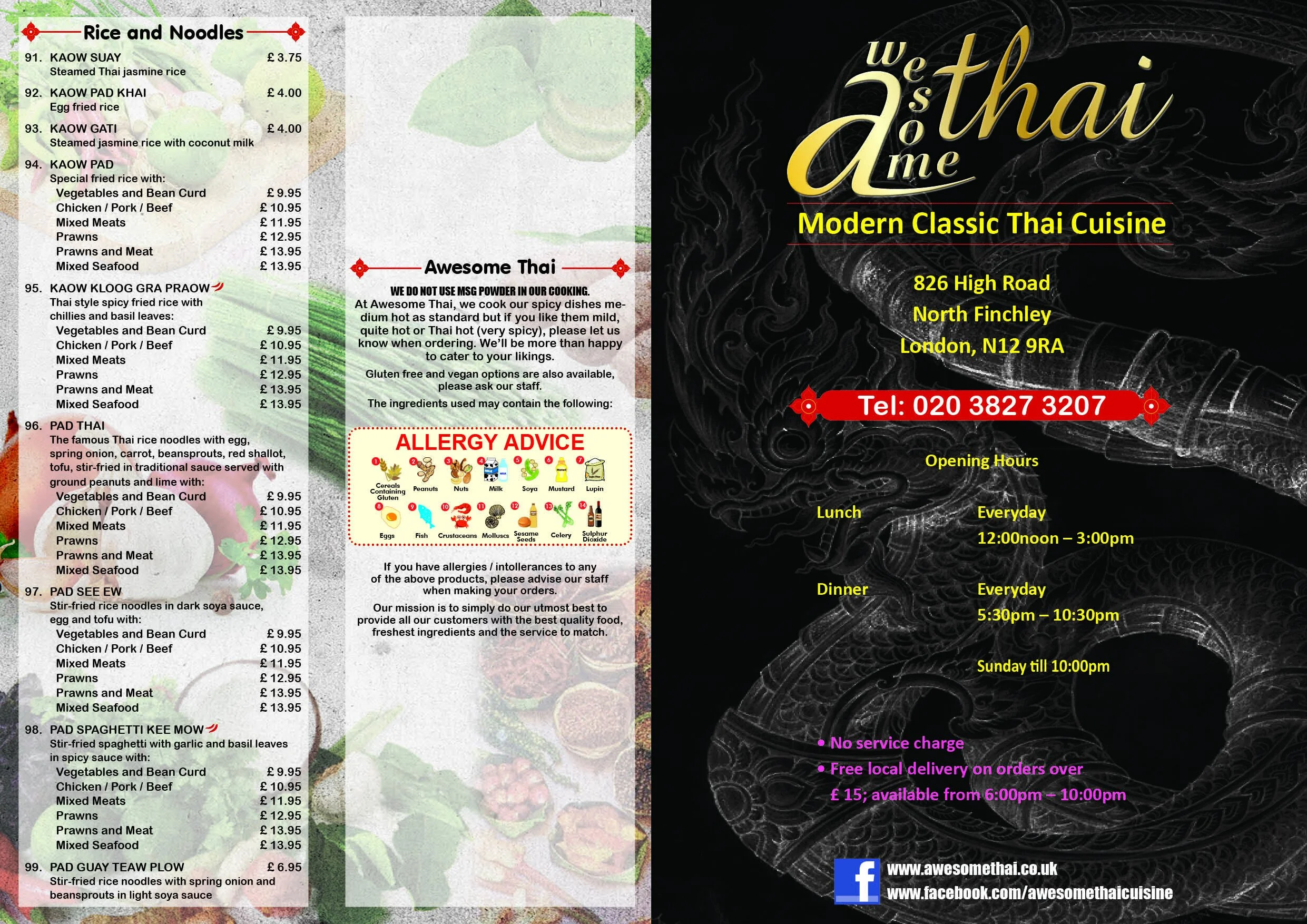 North Finchley Menu — Awesome Thai