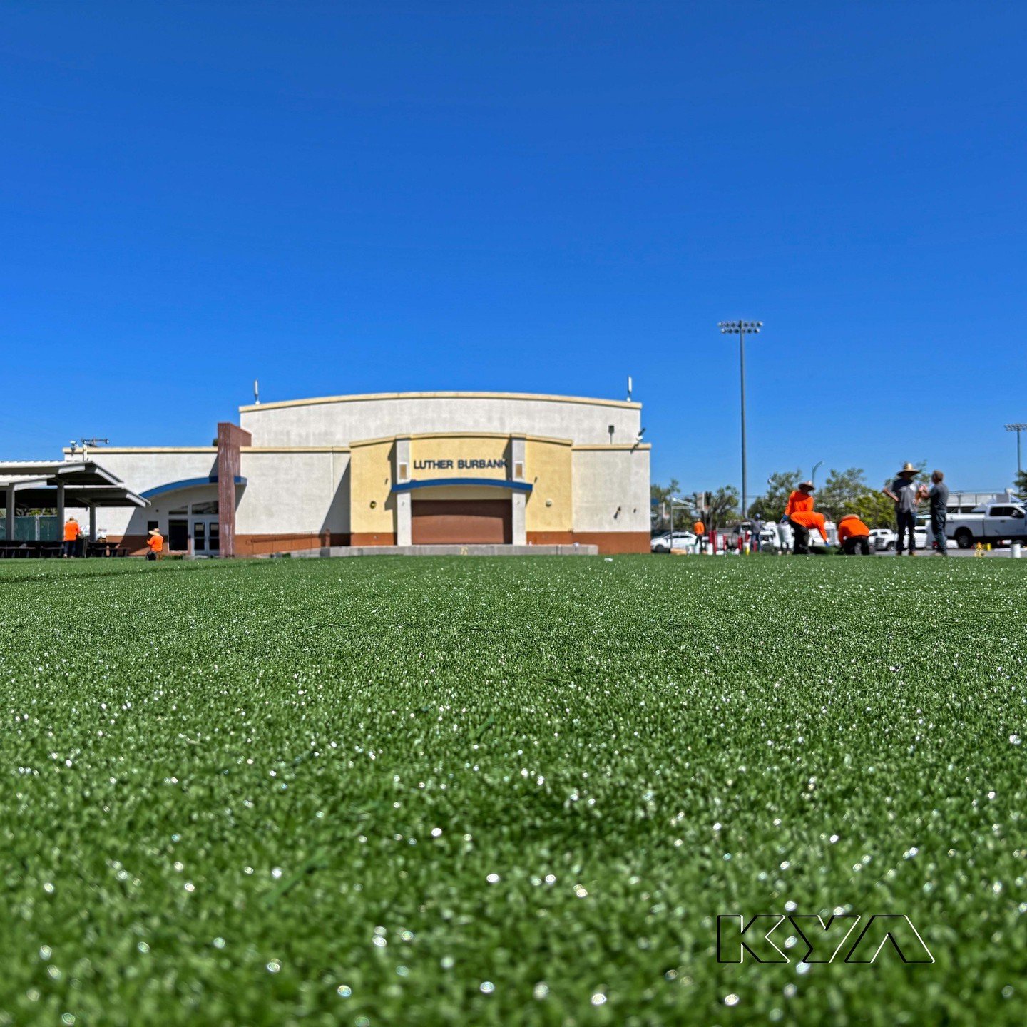 Here's a sneak peek at Luther Burbank's newest turf field install! The new turf space will be an invaluable play area for the students throughout the year. Stay tuned to see the final field soon! #FieldFriday #turffield #ItTakesATeam