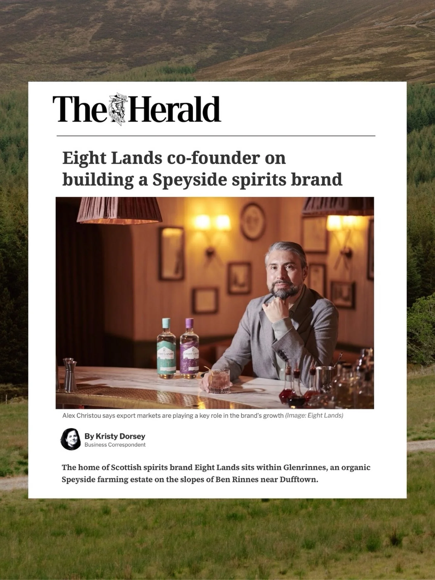 Our founder Alex Christou spoke to @theheraldscotland about the ideas that have shaped Eight Lands from the start, including why we wanted to do something different in Speyside and why quality, provenance, and the long term have always mattered.

The