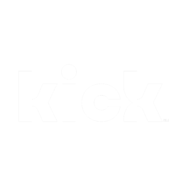 Black background with the word "kick" written in bold white lowercase letters.