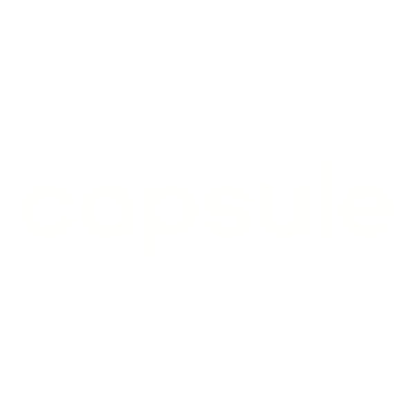 Black background with white text that reads 'capsule'.