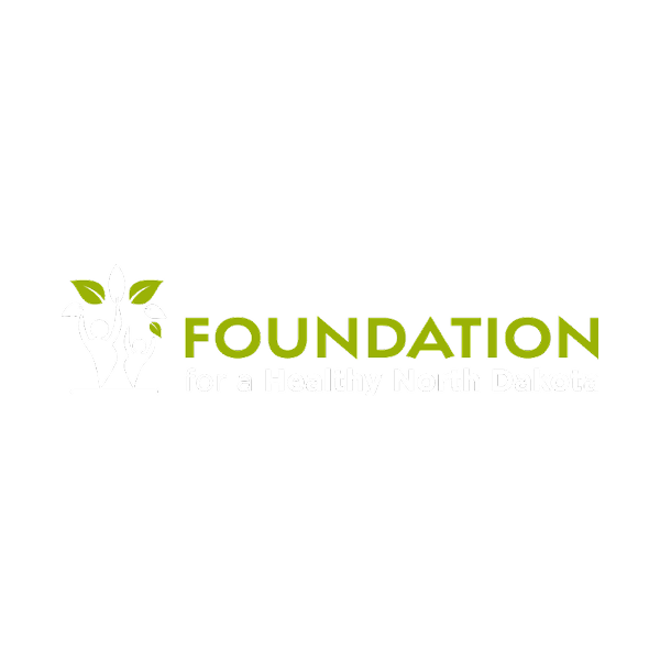 Logo for Foundation for a Healthy North Dakota, featuring stylized human figures with leaves, with the word 'FOUNDATION' in bold green and the tagline 'for a Healthy North Dakota' underneath.