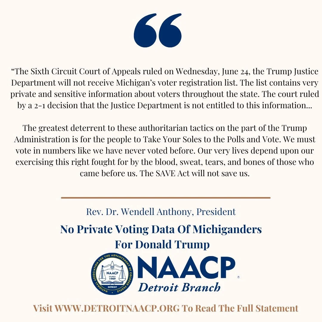 PRESS STATEMENT - NO PRIVATE VOTING DATA OF MICHIGANDERS FOR DONALD TRUMP!
