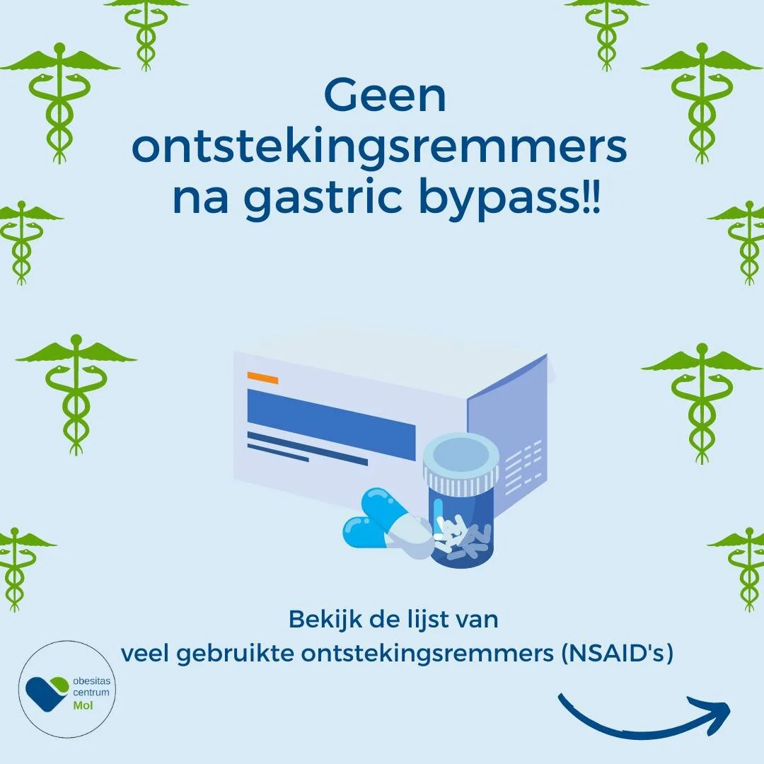 De inname van ontstekingsremmers na een gastric bypass is een risicofactor voor het ontwikkelen van een maagzweer op de verbinding die tussen het kleine maagje en de dunne darm gemaakt wordt. Vermijd daarom na een gastric bypass het gebruik van ontst