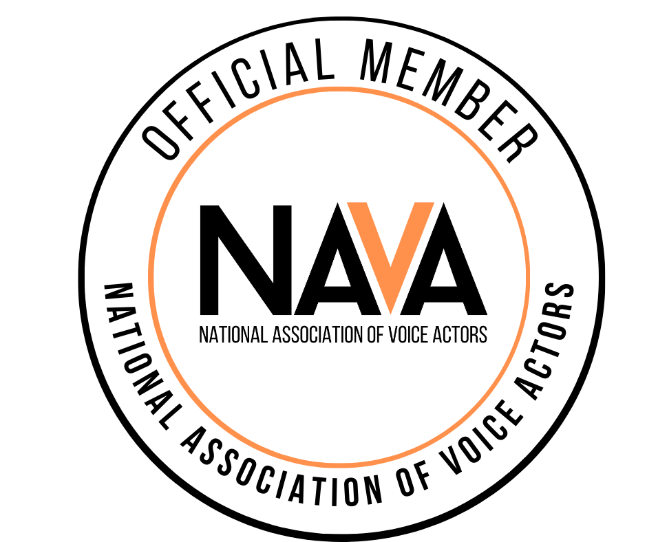 Kat Peterson is a Member of the National Association of Voice Actors, as noted by this NAVA logo badge on this website