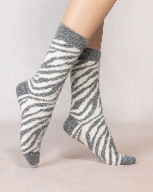 chaussette laine alpaga zebre - BLEUFORET