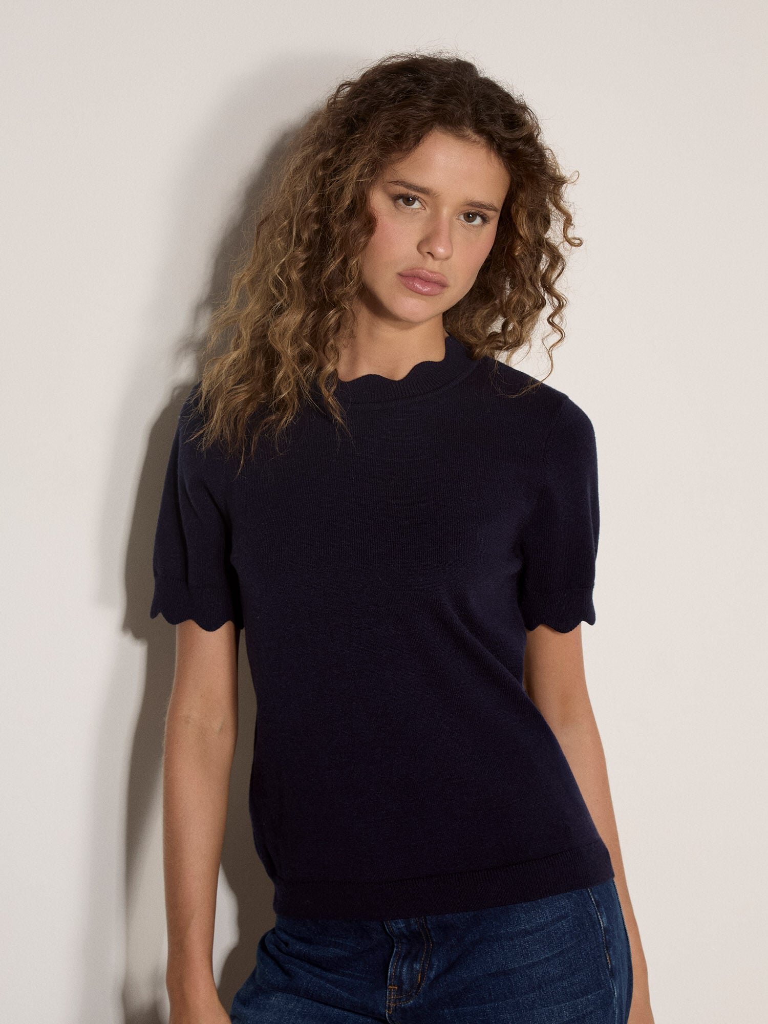 Tricot en maille douce - Apricot