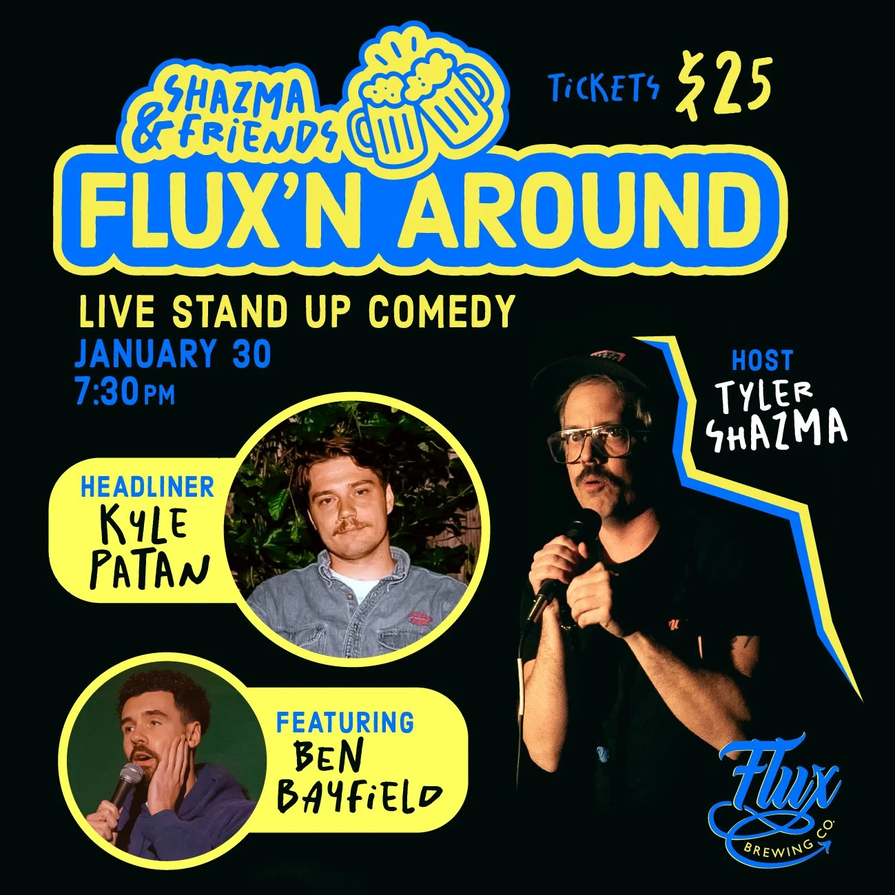 Shazma & Friends Flux'n Around comedy show poster