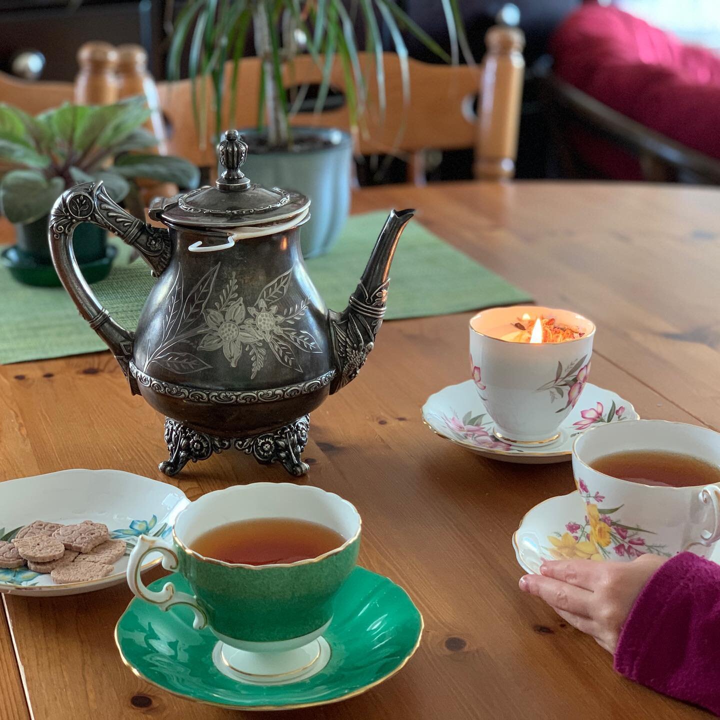 Heirlooms and ancestors. 
These teacups belonged to my paternal Grand-Mother, Alice. I loved her so deeply, and she loved her children and grandchildren so fiercely. And with so much youthful playfulness! My daughter carries her name, but they never 