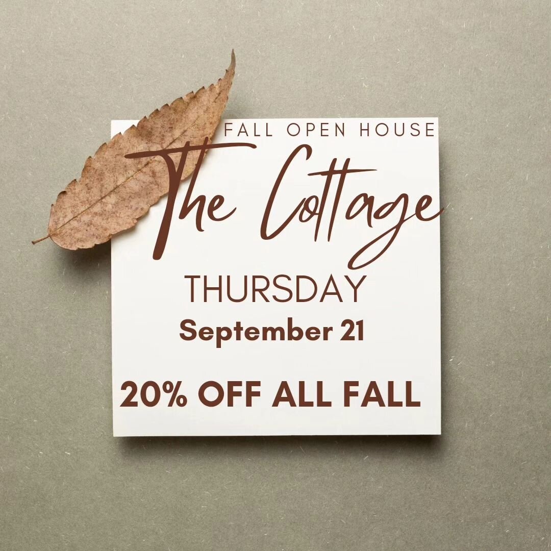 Don't forget our Fall Open House starts tomorrow! 🍂 

Shop all fall florals and decor at 20% off on Thursday, September 21, from 10am-8pm 🍁 

From 5-8pm Elieen will be here with her permanent jewlery! Check the price list in the comments! 

Totally