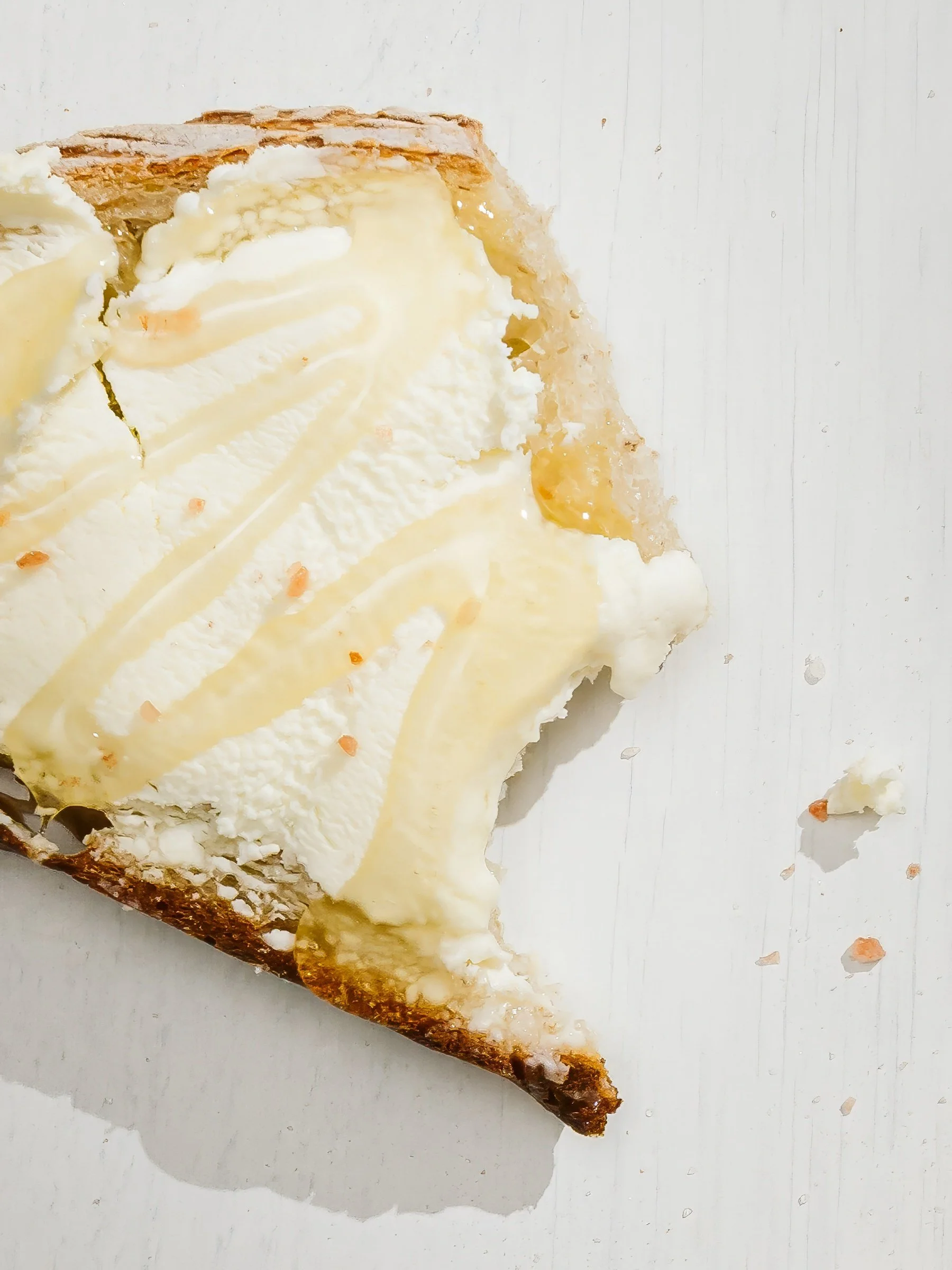 Charné Baird Photography - Commercial Photographer - Canadian Commercial Photographer - Food Photographer - Food Photography - Honey - Honey Drizzle - Sourdough - Mascarpone - High-quality food photography for advertising campaigns in Canada - Food P