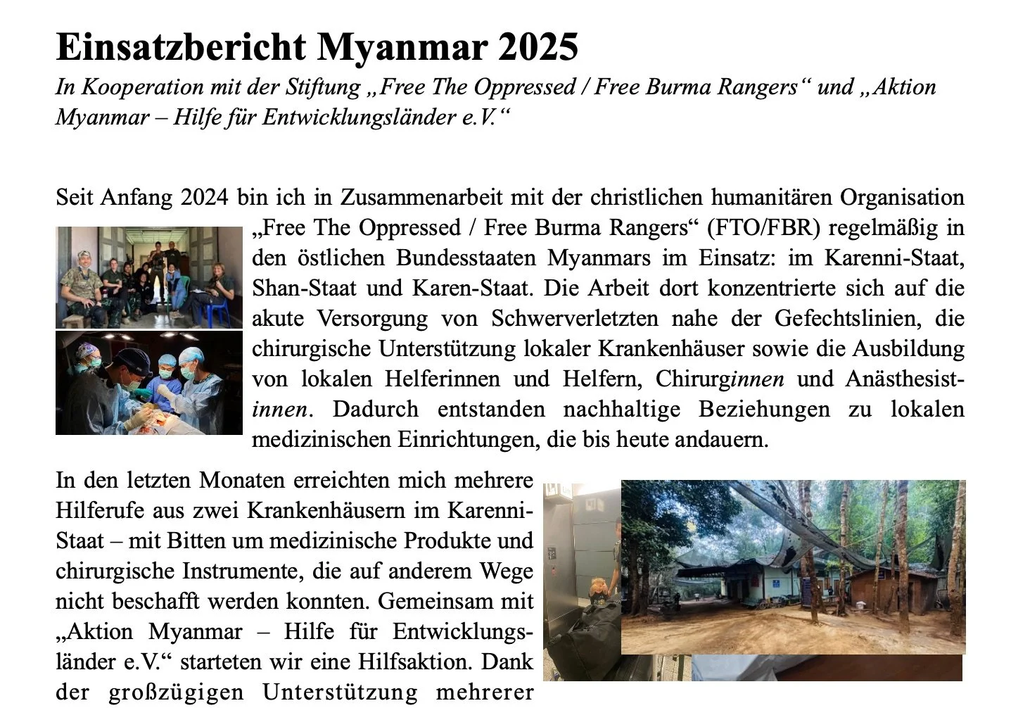 Einsatzbericht von Thomas Avery: Medizinische Hilfe in Bürgerkrieg und humanitärer Katastrophe