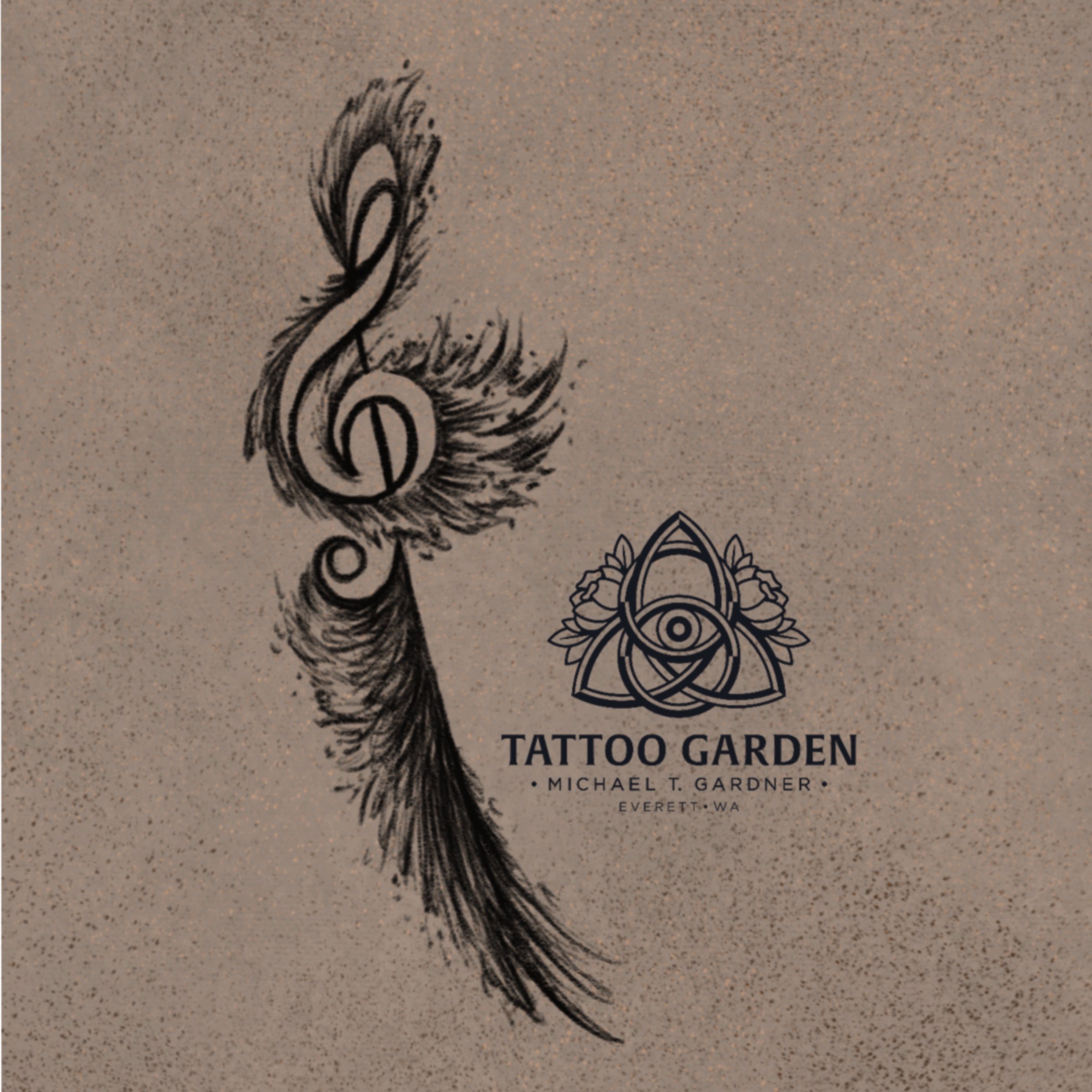 feathered treble clef
