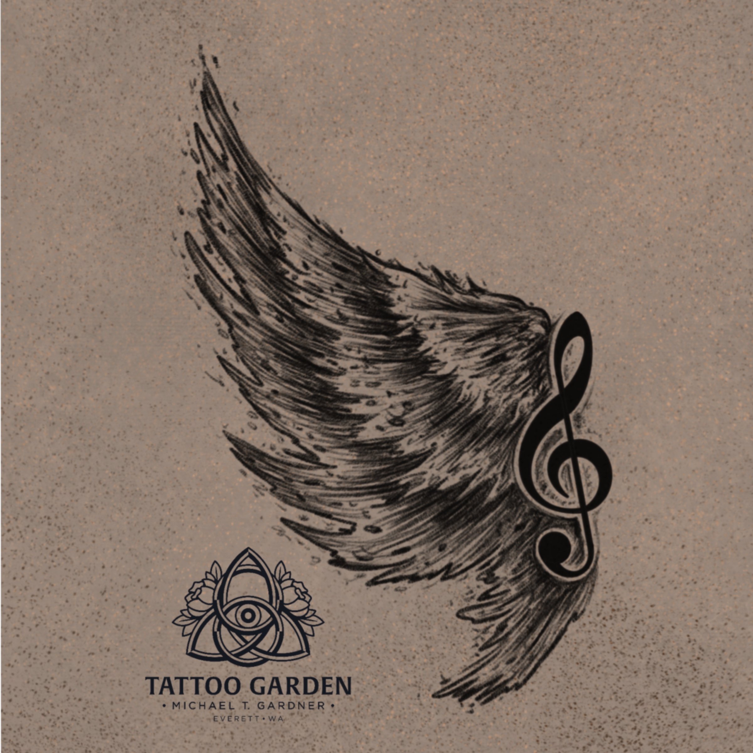 Large winged treble clef