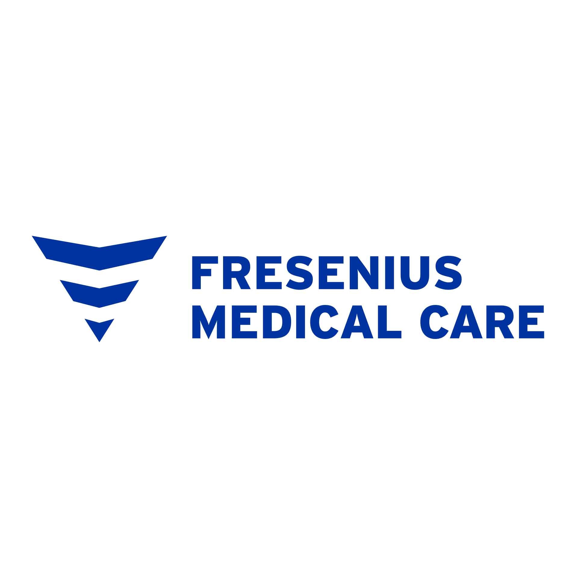 Fresenius Medical Care logo with blue design elements and text on a white background.