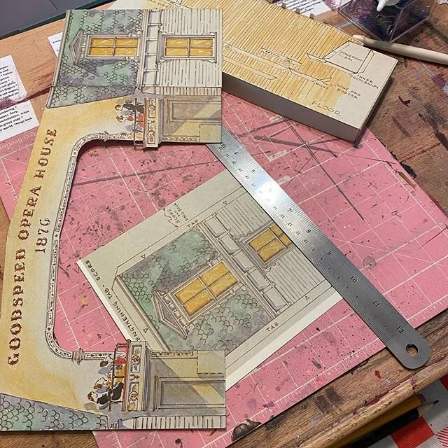 Sunday project while listening to class lectures. This is a fun little model of the Goodspeed Opera House. I got this from my scenic design professor years ago, just never put it together until now. .
.
#sandylynnart #papermodels #papertheaters #good