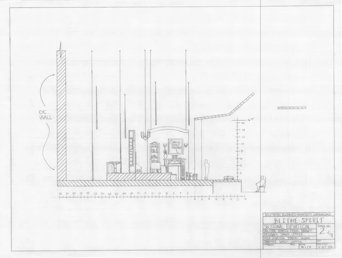 Section drafting. 'Blithe Spirit.' Produced at Southern Illinois University Carbondale.
