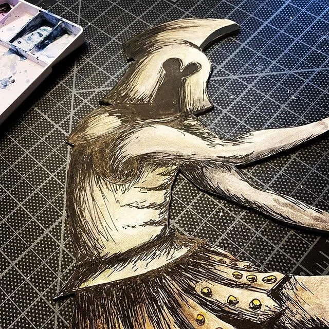 I&rsquo;m channeling my inner Odysseus today. Working on the final project for @visualartspassage Career Development course. .
#sandylynnstudio #illustration #visualartspassage #penandink #odysseus #kcartist
