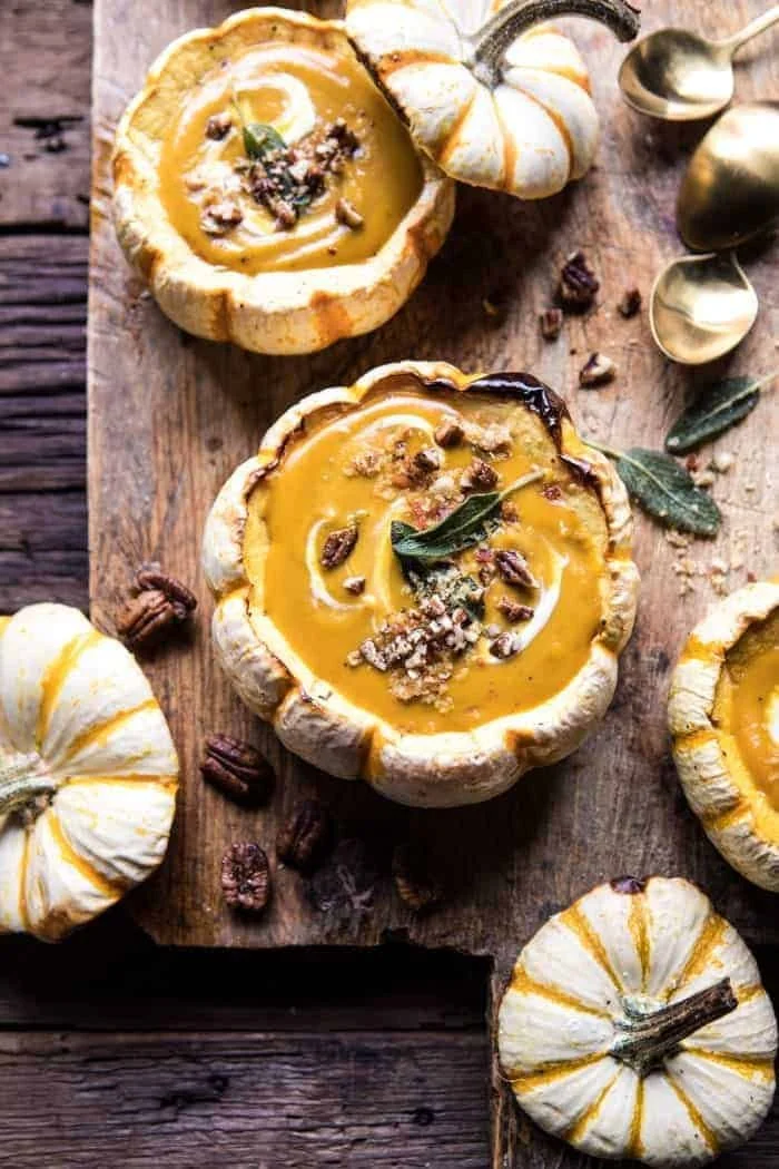 Cream of Pumpkin Soup with Maple Pecans