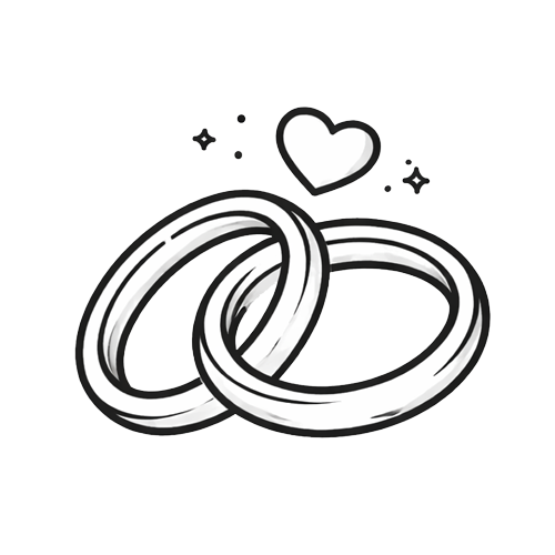A drawing of entwined wedding rings representing the Marriage relationship stage