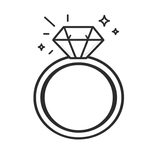 A drawing of an engagement ring representing the Engaged relationship stage