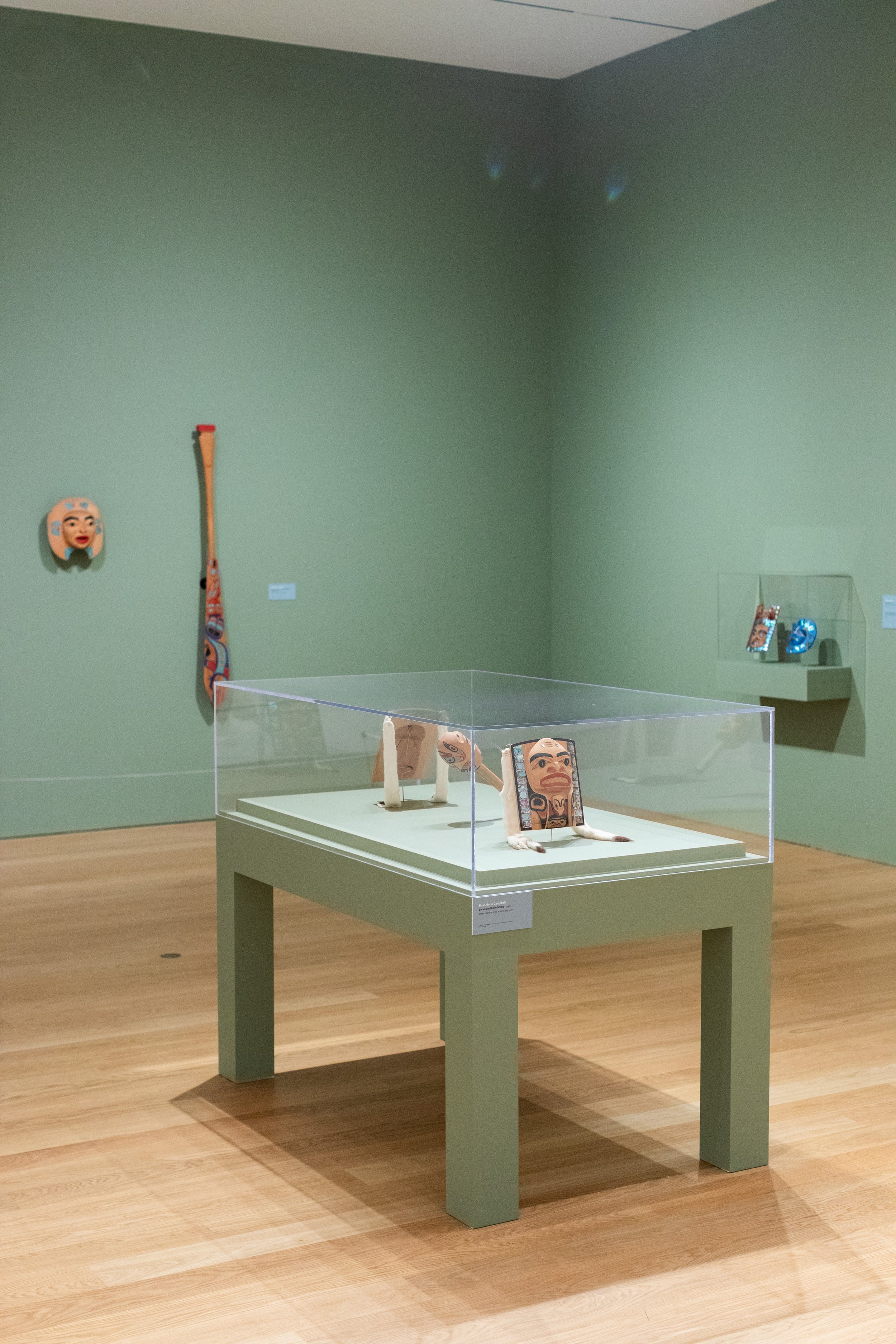 Installation view of "Curve! Women Carvers on the Northwest Coast," Audain Art Museum, Whistler, Canada, 2024. Photo: Oisin McHugh Photo.
