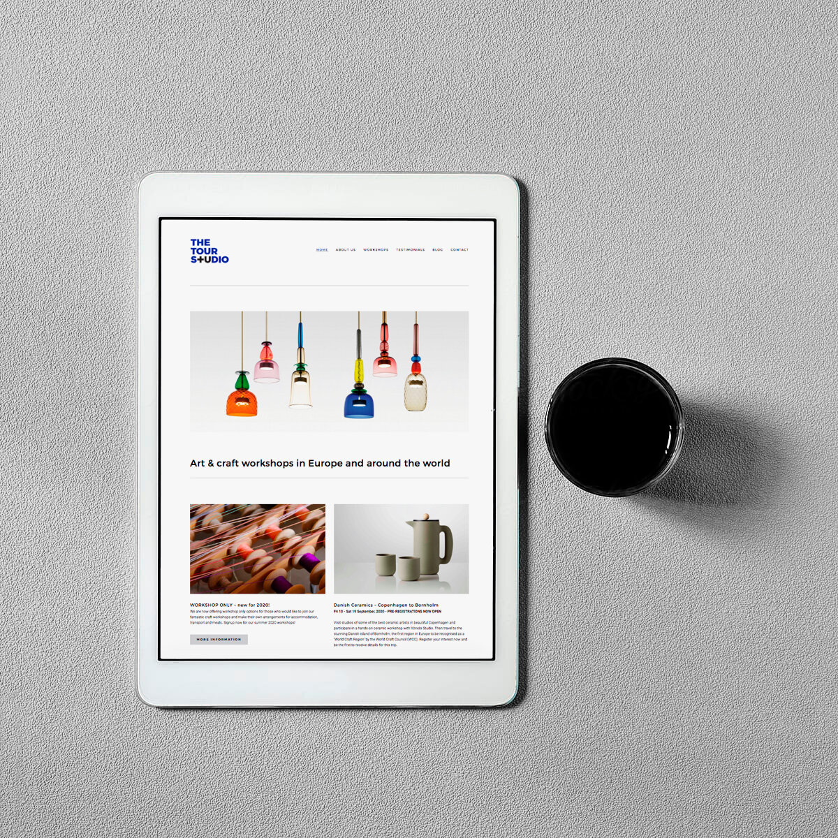 Website design for a tourism company on an ipad