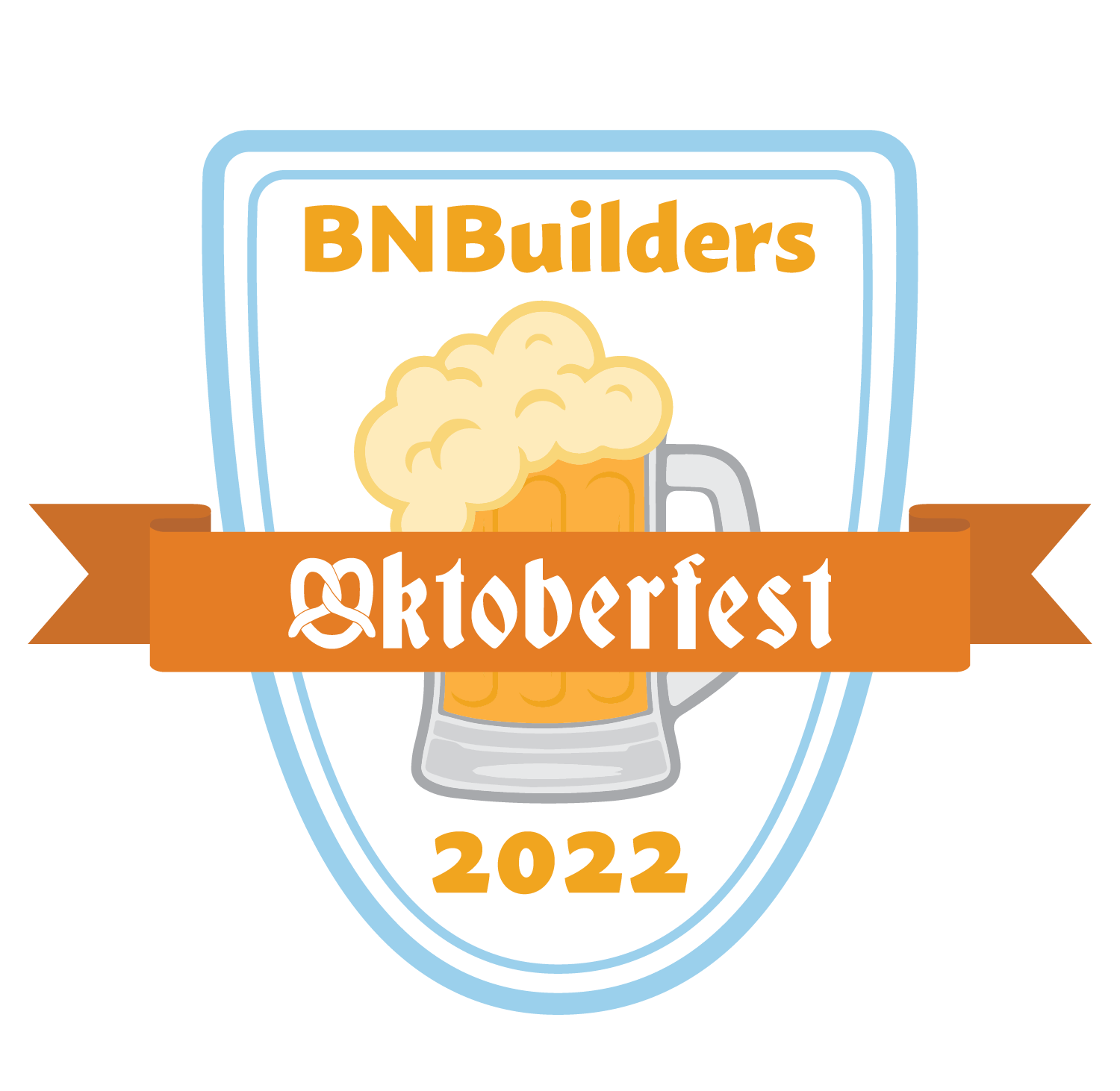 A badge with a mug of beer and the text 'BNBuilders Oktoberfest 2022'.