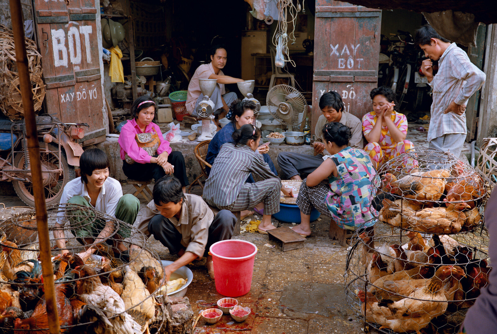  Playing Cards in a Chicken Market, Hanoi, Vietnam 1993 