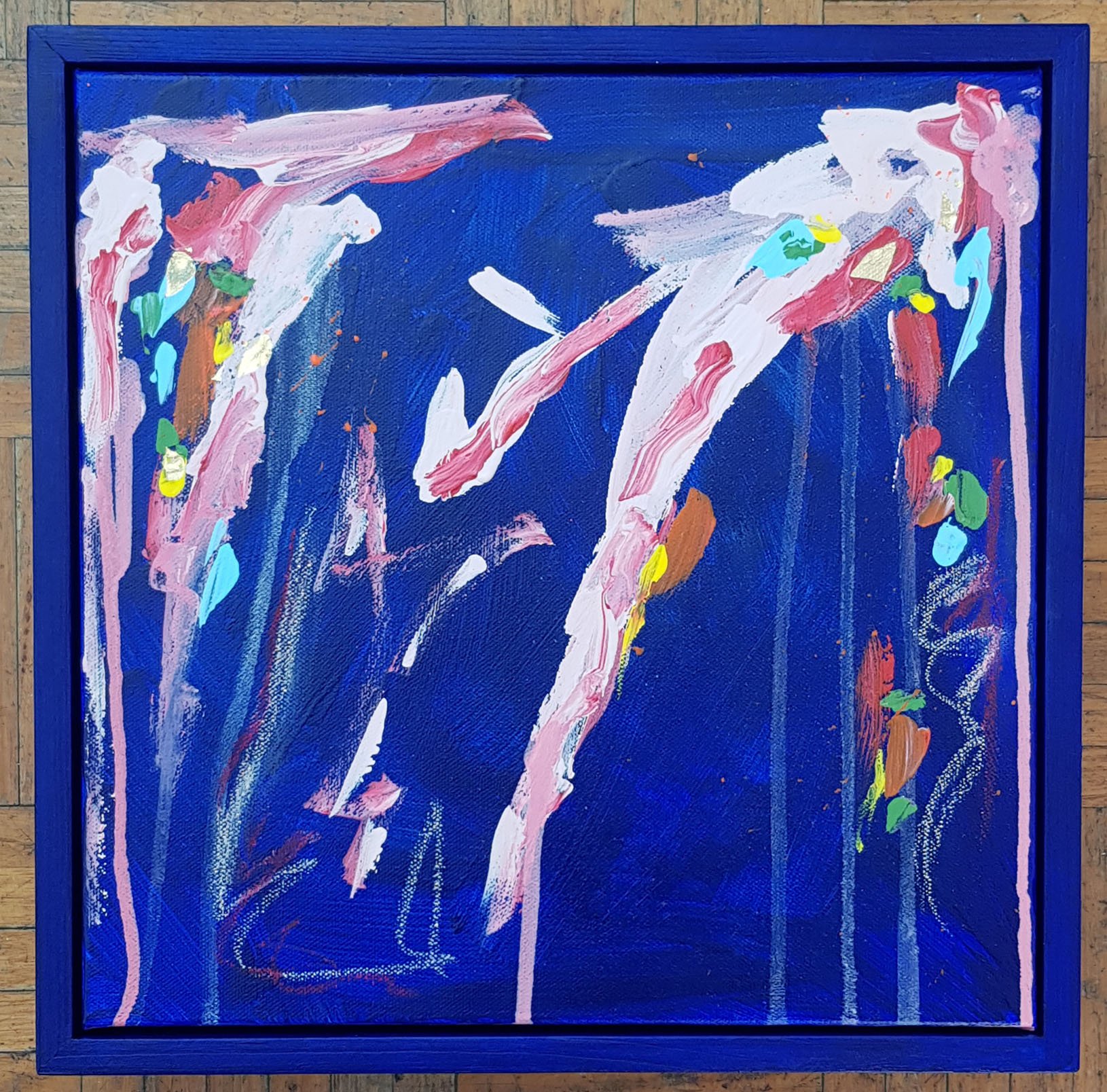 Nonci Nyoni, Blue Abstract II, Acrylic on canvas, framed, 30 x 30cm, $350.jpg